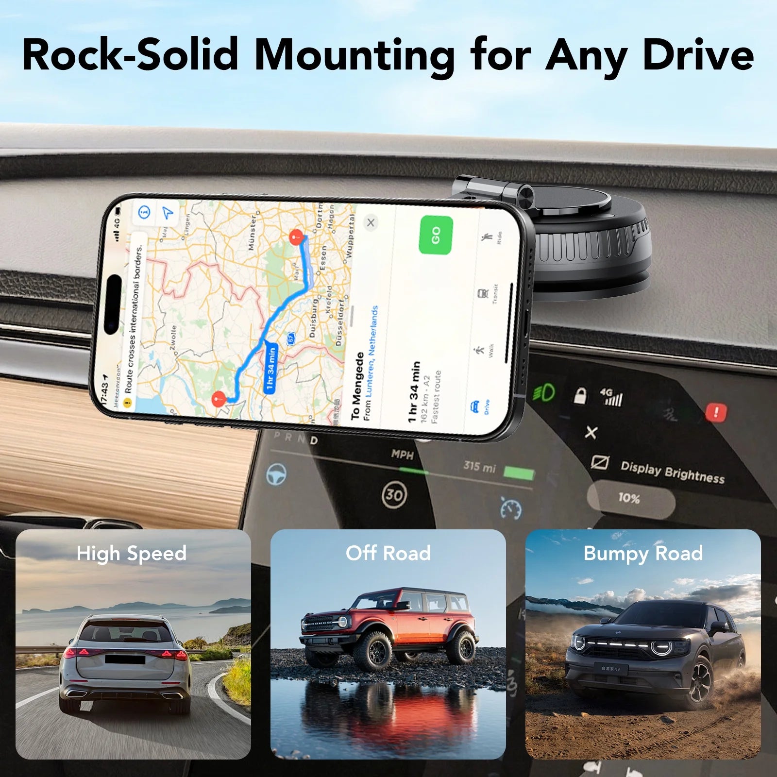 Magnetic Phone Holder for Car, Suction Cup Car Phone Holder for Dashboard and Windshield, 360° Adjustable Car Phone Mount with Strongest N60 Magnets, Compatible for Iphone17-12 Pro Max and Android