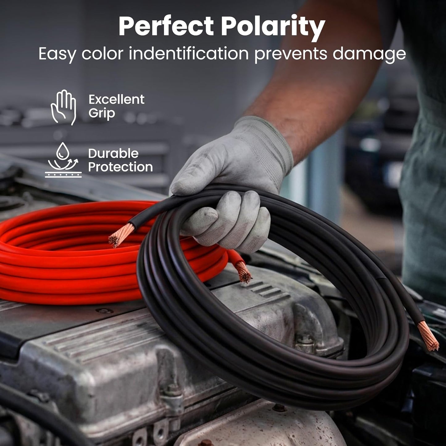 0 Gauge Wire 25 Ft Red, 1/0 AWG Battery Cable CCA, Copper-Clad Aluminum Power Cable for Car Audio Amp, Automotive, RV