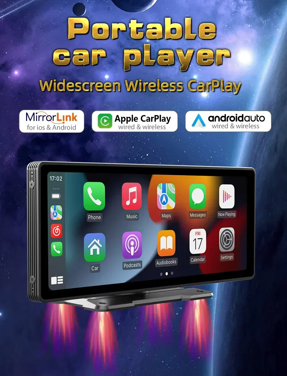 Universeller 10,26-Zoll (26,06 Cm) Auto-Multimedia-Player Mit Kabellosem Carplay Und Android Auto