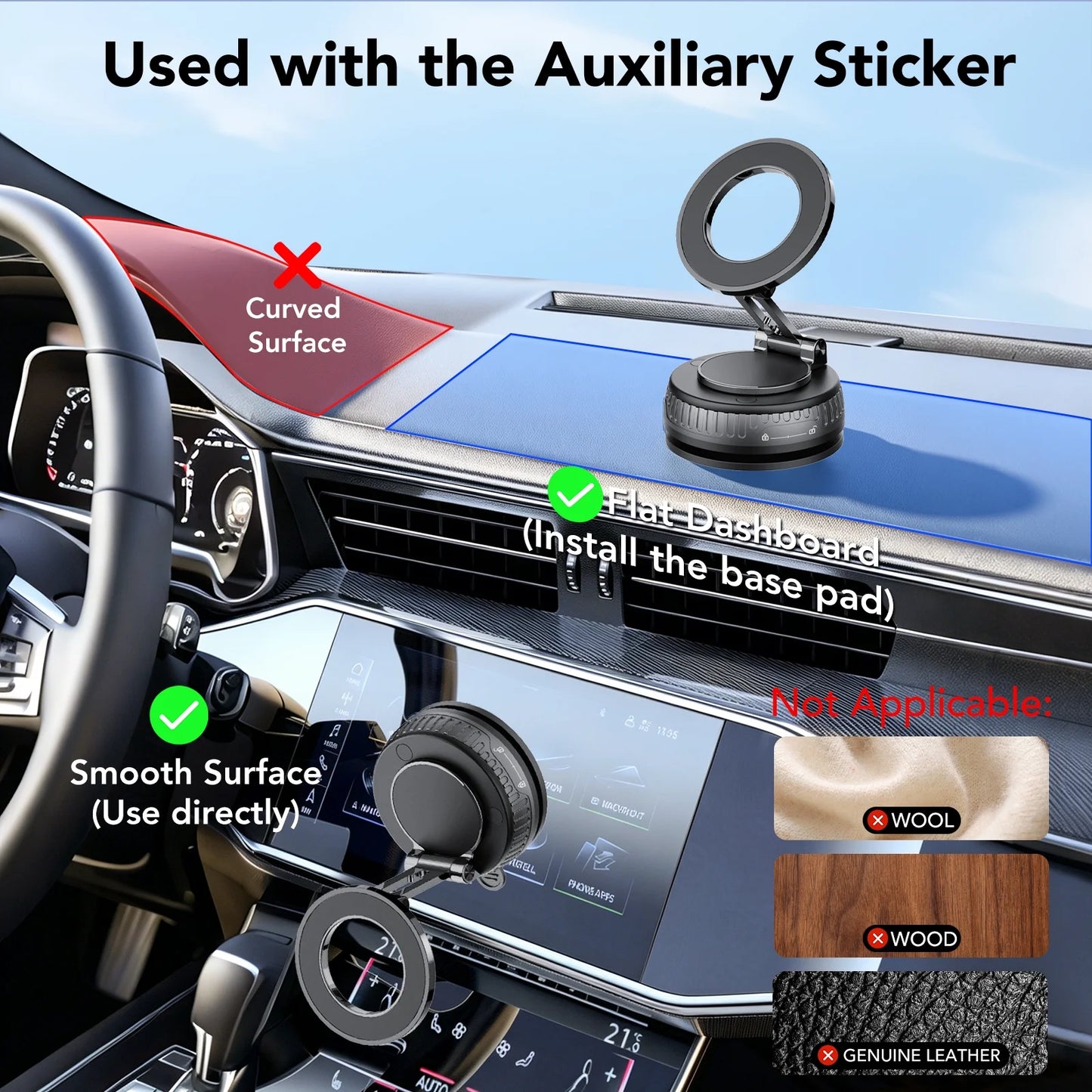 Magnetic Phone Holder for Car, Suction Cup Car Phone Holder for Dashboard and Windshield, 360° Adjustable Car Phone Mount with Strongest N60 Magnets, Compatible for Iphone17-12 Pro Max and Android