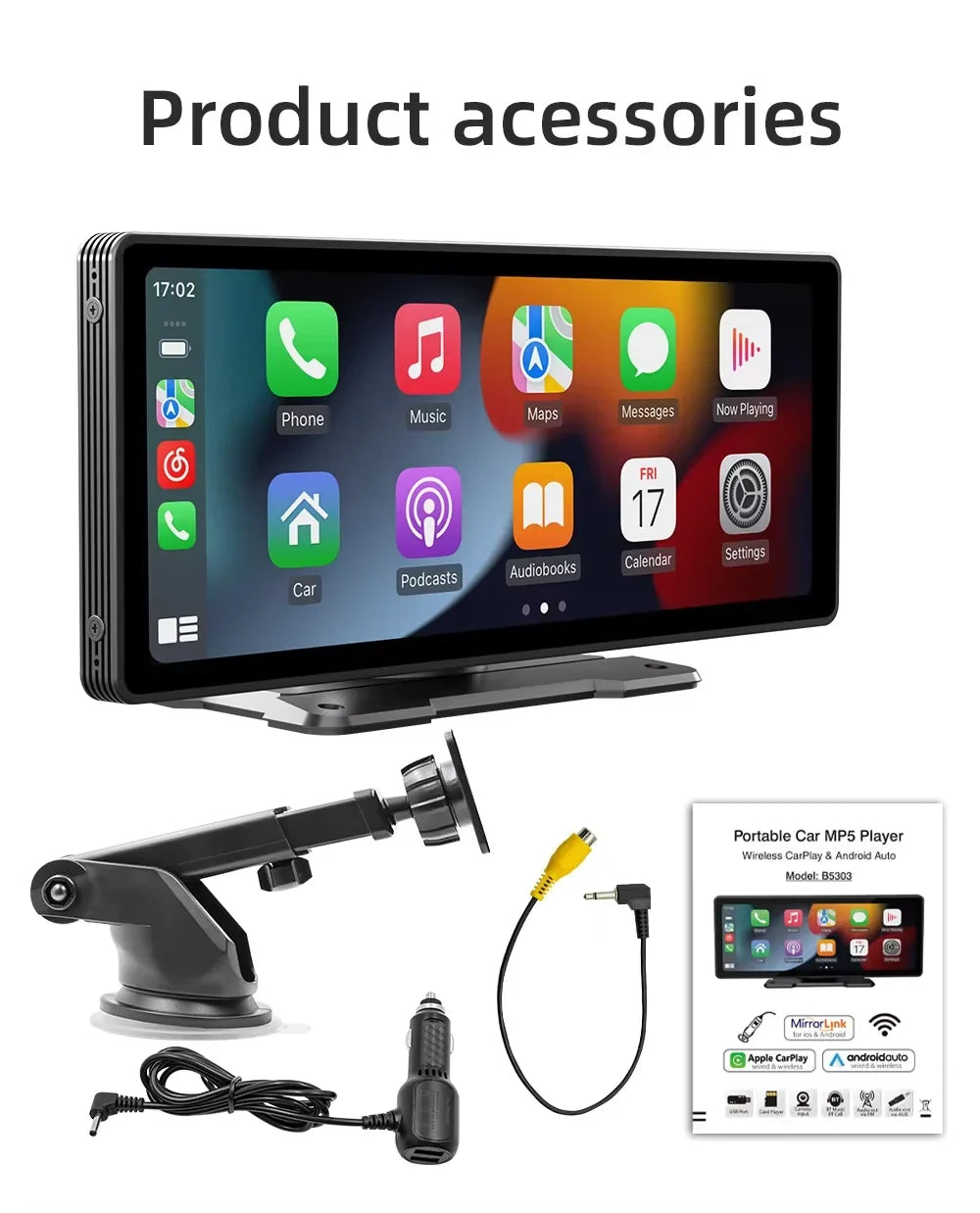 Universeller 10,26-Zoll (26,06 Cm) Auto-Multimedia-Player Mit Kabellosem Carplay Und Android Auto